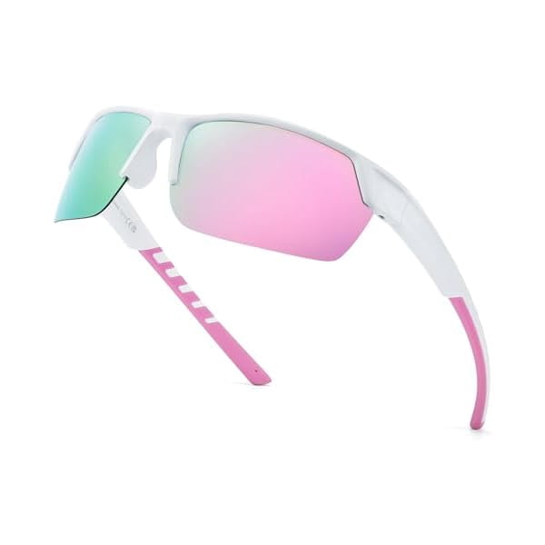 Running Sunglasses for Women, Polarized Wrap Around Sun Glasses with UV400 Protection for Sports Cycling Golf TS3080