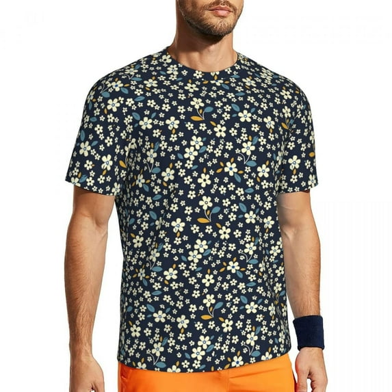 Running T-Shirt For Men Cute Ditsy Floral T Shirts Popular Flower Print Summer Tees O Neck