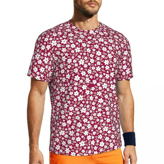 Running T-Shirt For Men Cute Ditsy Floral T Shirts Popular Flower Print Summer Tees O Neck