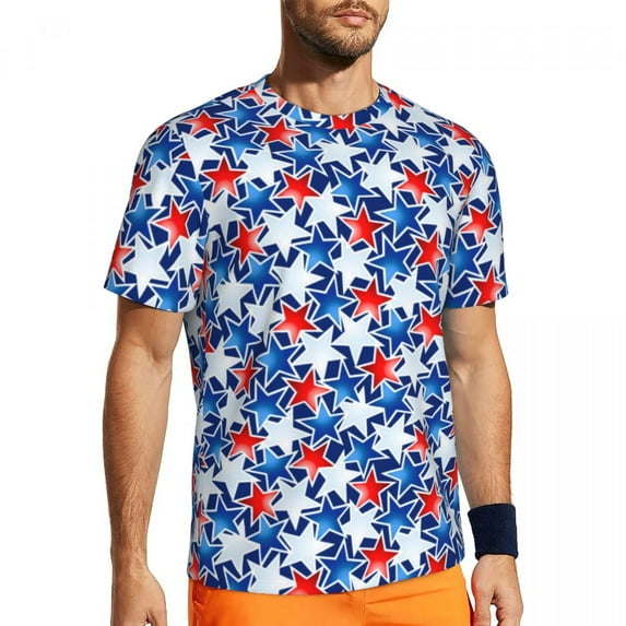 Running T-Shirt For Men Red White Blue Stars T Shirts Harajuku Patriotic USA Flag Summer T