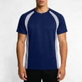 thumbnail image 1 of Running T Shirts for Men Plus Size XS-5X Short Sleeve Gym Tees Tops with Zipper Crewneck Casual Color Block Pullover Athletic Workout Tshirts Shirt, 1 of 8