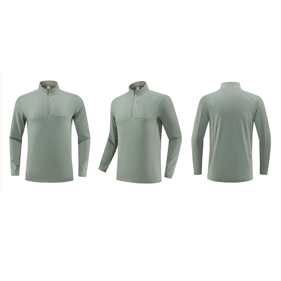 Running T Shirts for Men with Zipper Pocket and Mock Neck Long Sleeve Tops Solid Stretchy Slim Pullover Breathable Athletic Fishing Tshirts Shirt