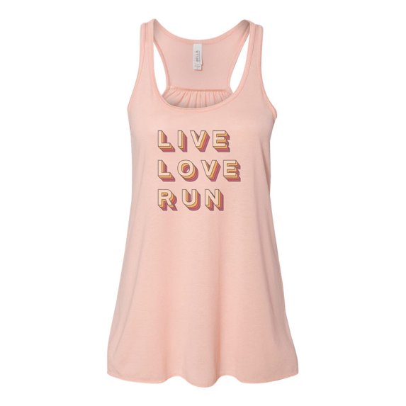 "Running Tank Top, Live Love Run, Soft Bella Canvas, Sublimation, Gift For Runner, Athletic Clothes, Runner Tank, Running Apparel, Retro, Peach, LARGE"