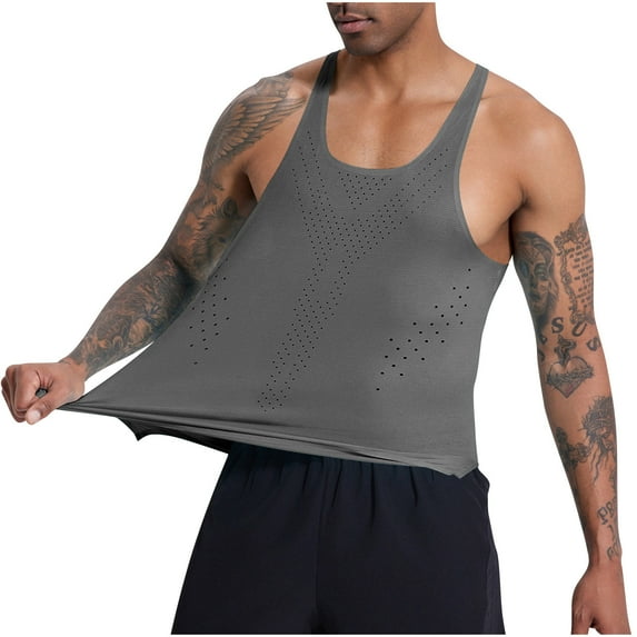 Running Tank Top Men Qiggri Fashionable Men's Sleeveless Casual Solid Color Thin Shoulder T-shirt Mens Workout Tank Tops