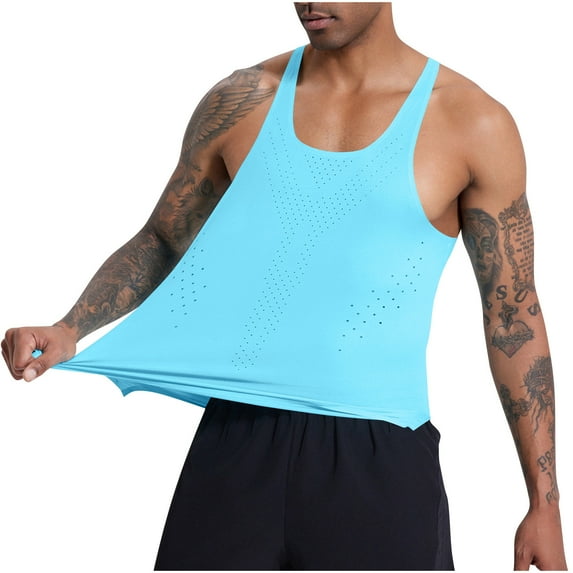 Running Tank Top Men Qiggri Fashionable Men's Sleeveless Casual Solid Color Thin Shoulder T-shirt Mens Workout Tank Tops