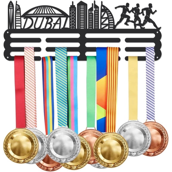 Running Theme Iron Medal Hanger Holder Display Wall Rack with Screws Dubai 150x400mm