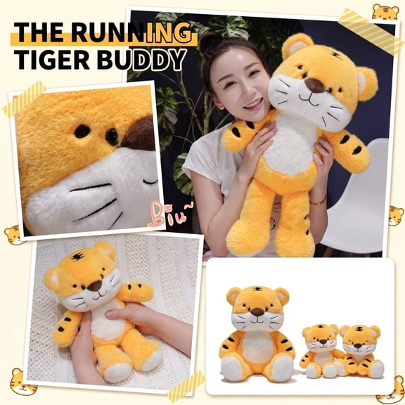 Running Tiger Plush Toy – Cute Stuffed Animal with Dynamic Running Pose, Soft Huggable Design for Kids, Adults & Collectors – Ideal Bedroom Companion, Desk Decor & Gift