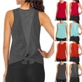 thumbnail image 1 of Running Tops for Women Sleeveless Summer Athletic Tank Tops Open Back T-Shirt Running Yoga Active Shirts Stretch Racerback Breathable Tee (Light blue,L), 1 of 3