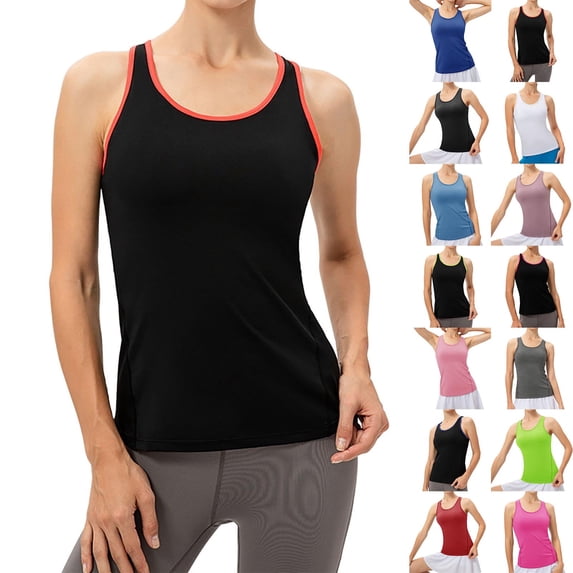 Running Tops for Women Sleeveless Tank Tops for Women Open Back Basic Undershirt Running Muscle Tank Yoga Shirts Lightweight Racerback Breathable Tee (Blue,XXL)