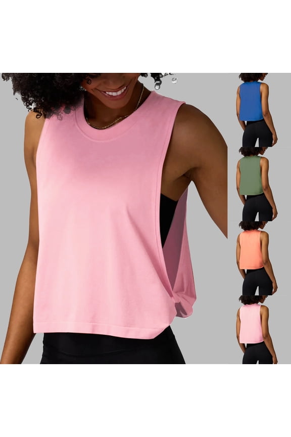 Running Tops for Women Sleeveless Tank Tops for Women Open Back Undershirt Sleeveless Shirts Lightweight Racerback Breathable Tee (Pink,M)