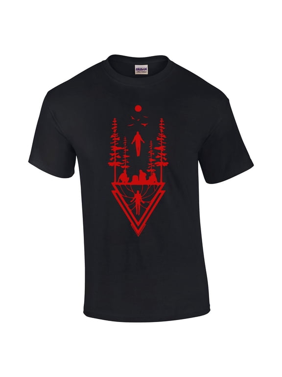 Running Up That Hill Max Levitating Upside Down Mens Short Sleeve T-shirt Graphic Tee-Black-xxxl