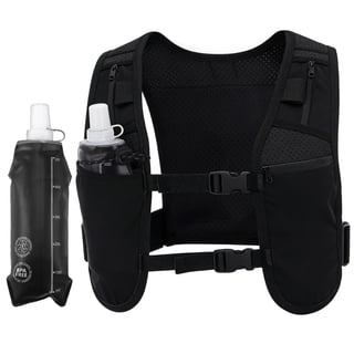Running Vest with 500ml Water Bottle, Adjustable Chest Straps Running Hydration Vest for Women Men, Adjustable Running Backpack, Polyester Marathon Vest for Outdoor