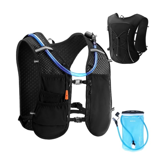 Running Vest Backpack with 2L Water Bladder, Sports Chest Bag for Women and Men, Lightweight Chest Pack for Hiking Trail Running Cycling Race Marathon