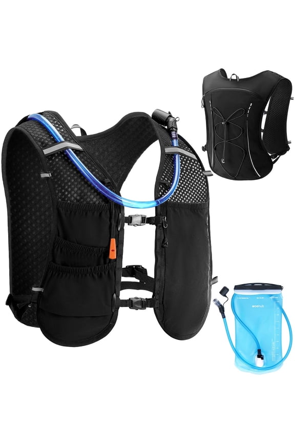 Running Vest Backpack with 2L Water Bladder, Sports Chest Bag for Women and Men, Lightweight Chest Pack for Hiking Trail Running Cycling Race Marathon