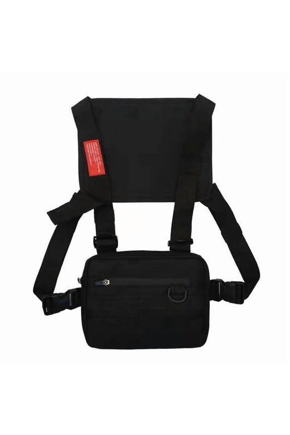 Running Vest Bag Chest Front Pack Multi-functional Sports Vest Bag Streetwear-Black