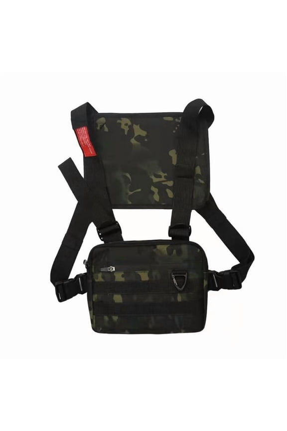 Running Vest Bag Chest Front Pack Multi-functional Sports Vest Bag Streetwear-Green