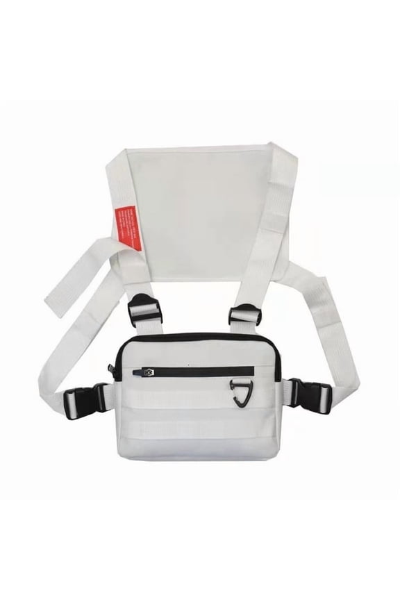Running Vest Bag Chest Front Pack Multi-functional Sports Vest Bag Streetwear-White