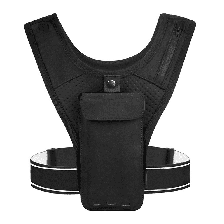 Running Vest Chest Phone Holder, Adjustable Waistband Reflective Training  Workout Gear with Mesh Pocket – Breathable, Light Weight, Comfortable with