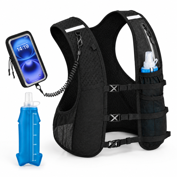 Running Vest For Women Men Hydration With Soft Flask & Phone Holder