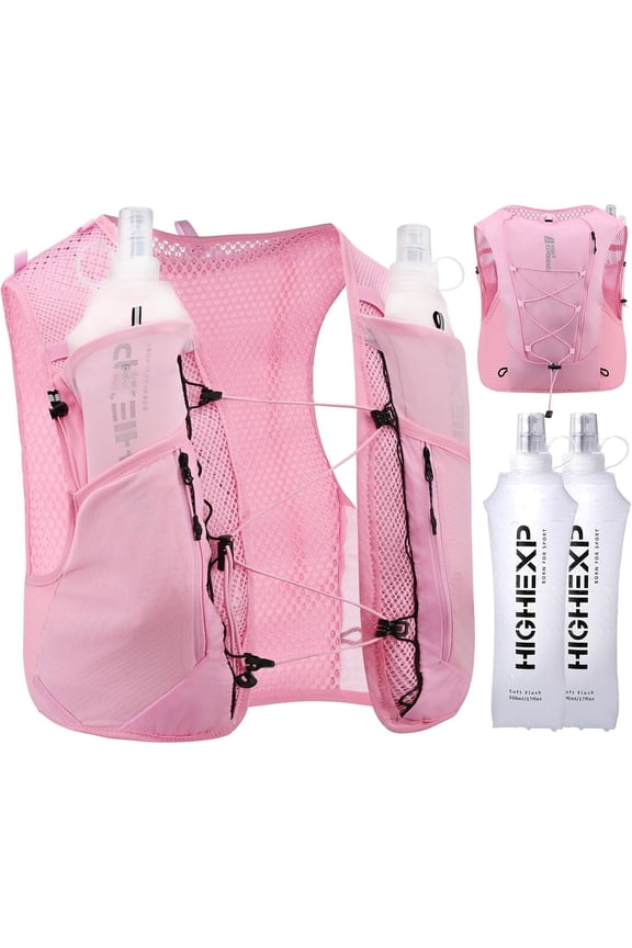 Running Vest Lightweight 4L Trail Hydration Backpack Pack with 2 17oz Soft Flask Jogging Marathon Cycling Hiking for Women Men