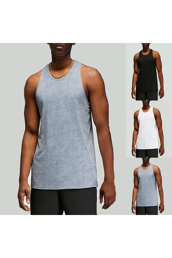 Running Vest Shirts for Men Men's Sports Mesh Ventilation Round-Neck Pullover Style Sleeveless Suitable Outdoor Running Training Fitness Top Gray Xxl