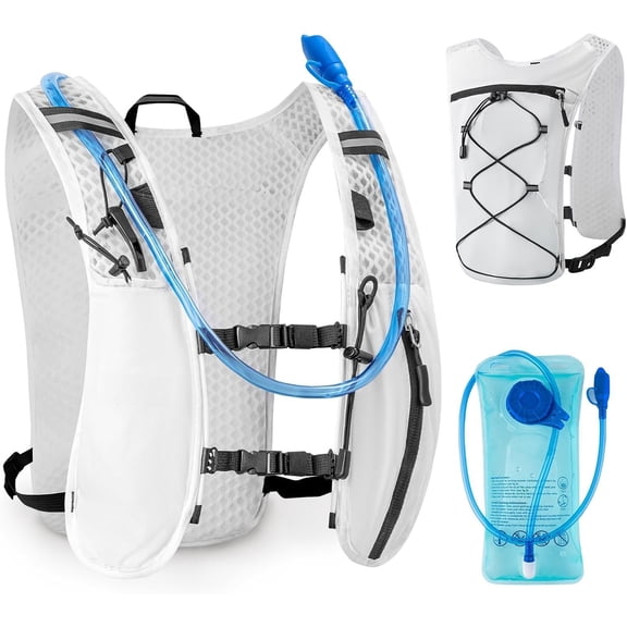 Running Vest for Women Men, Adjustable Chest Straps Running Hydration Vest with 1.5L Water Bladder, Lightweight Breathable Reflective Hydration for Marathon, Trail, Hiking, Cycling