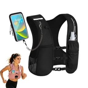 Running Vest for Women Men, Adjustable Chest Straps Running Hydration Vest with 500ml Soft Flask, Lightweight Reflective Hydration Backpack, Touchscreen Phone case with Safety Chain for Marathon