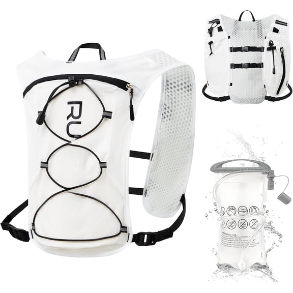 Running Vest for Women Men, Adjustable Hydration Backpack Breathable Reflective with 1.5L Water Bladder for Hiking, Trail, Running, Marathons, Cycling