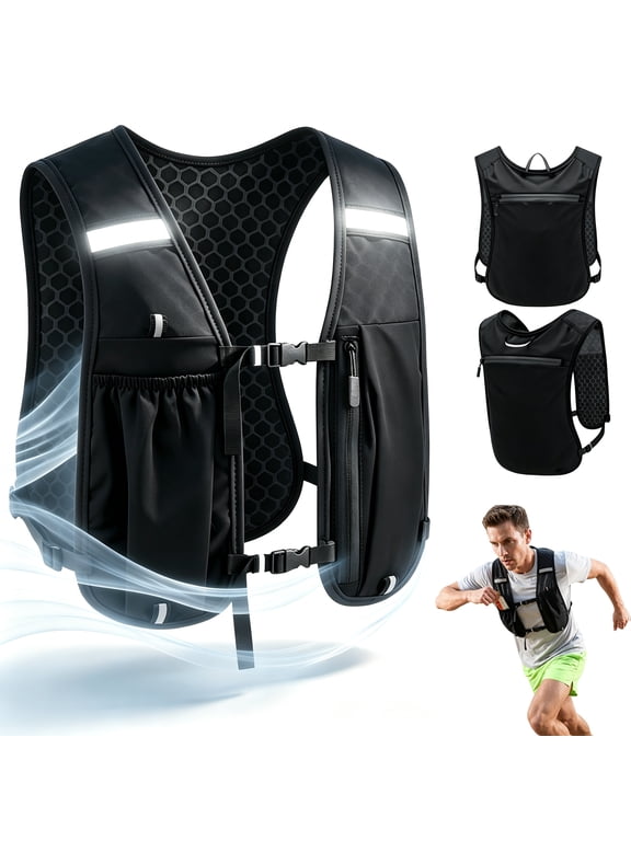 Running Vest for Men Women, Breathable Adjustable Vest with MultiPockets for Marathon Hiking Cycling