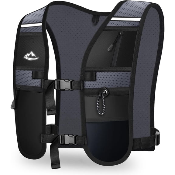 Running Vest for Women Men, Lightweight Breathable Hydration Vest with Large Compartment, Reflective Running Hydration Vest, Running Water Vest for Hiking Cycling Marathon Trail Jogging Race