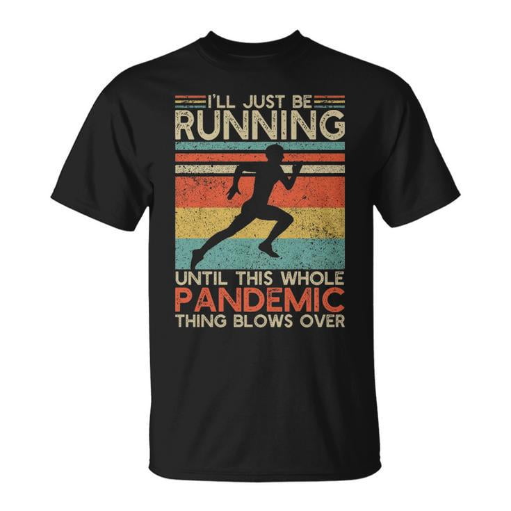 I'll Be Running Vintage 5K Marathon Track and Field Runner Graphic Cotton Tee Unisex Adult Casual Jogging Enthusiast Comfortable T-Shirt for Everyday Wear, Size 4XL, Color Black