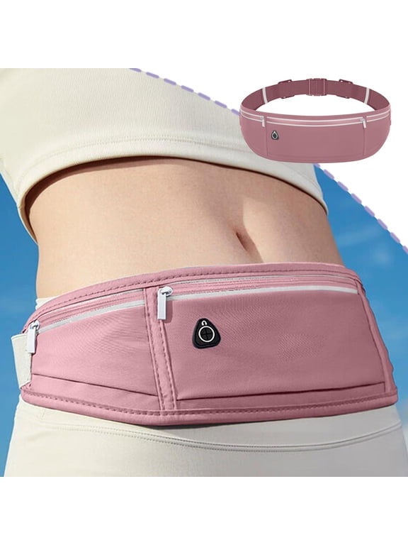 Running Waist Bag Waterproof Reflective, VVQ Ultra Light Adjustable Phone Pouch Slim Snug Storage Belt for Night Running Cycling Walking, Purple