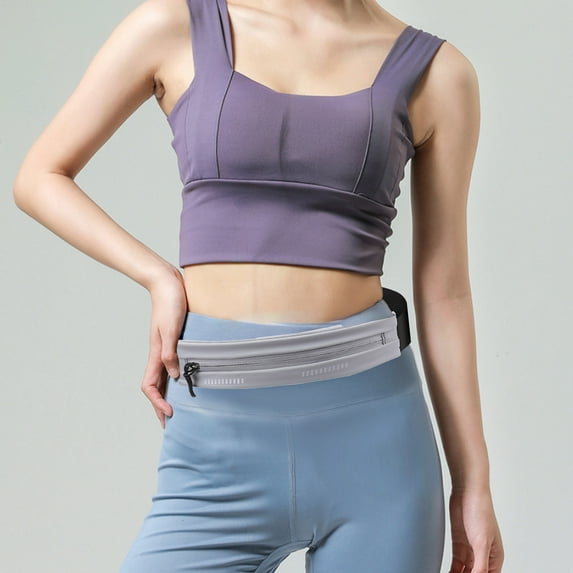 Running Waist Pack Water-Resistant Sports Bag - Adjustable Shockproof Fitness Phone Pouch with Reflective Strips for Cycling/Jogging (7.09x23.62in, Gray)