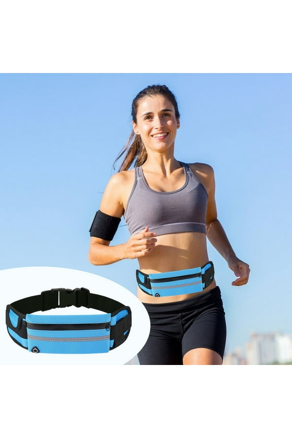 Running Waist Pack Waterproof Shockproof Fitness Phone Bag Outdoor Cycling Sports Fanny Pack Reflective Belt for Jogging Bottle Keys ID Adjustable Lightweight for Men Women