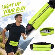 Running Waist Pack with LED Light Waterproof Phone Belt Bag for Marathon Cycling Walking Adjustable Unisex Design