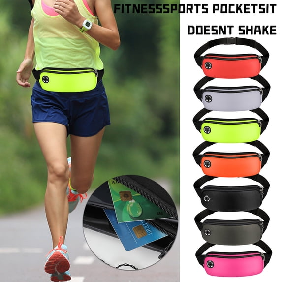 Running Waist Pack with Water Bottle Holder, Multi-Pocket Sports Fanny Belt for Phone Keys, Adjustable Anti-Theft Hydration Bag for Fitness Hiking