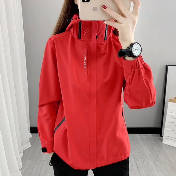 Running Wear Casual Sports Windbreaker Jacket (XL, Red)