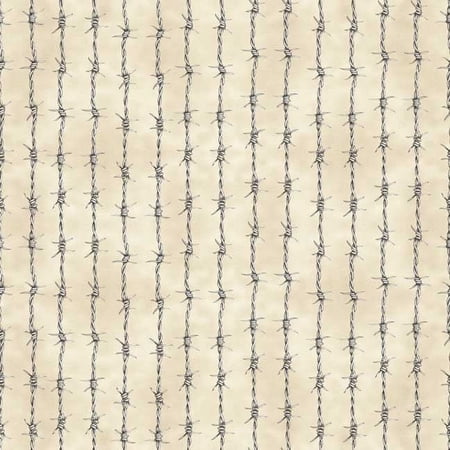 Cotton Running Wild Quilting Treasures Barbed Wire Fencing Fences Farm Fields Antique Cotton Fabric Print by the Yard (2600-30630-E)