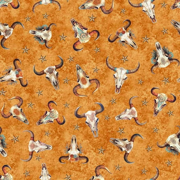 Running Wild - Cow Skulls - Amber (1yard)