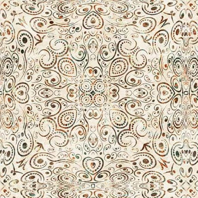 Running Wild Tooled Leather Cream Cotton Fabric