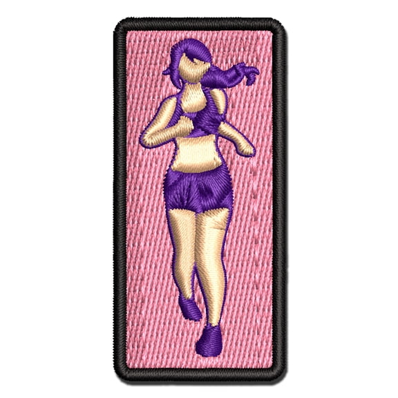 Running Woman Fitness Exercise Marathon Workout Jogging Track and Field Applique Multi-Color Embroidered Iron-On Patch - 2.0 Inch Mini