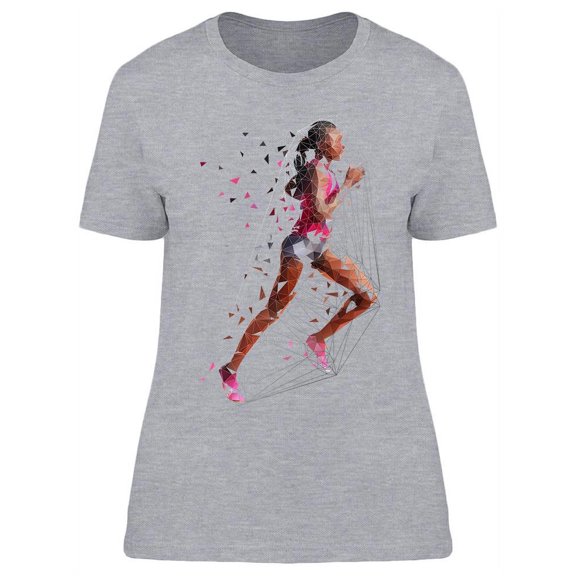 Running Woman Low Polygonal T-Shirt Women -Image by Shutterstock, Female XX-Large