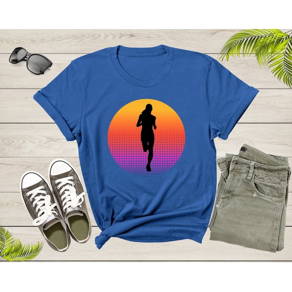 Running Woman Silhouette Runner Athlete Marathon Sprinter T-Shirt Runner Running Lover Gift T Shirt for Men Women Kids Boys Girls Tshirt