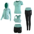 thumbnail image 1 of Running Workout Set Women 5 Piece Outfits Quick Dry Yoga Gym Fitness Exercise Clothes Sport Suits Jogging Tracksuits Green, L, 1 of 6