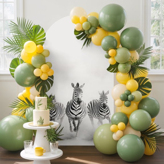 Running Zebra Arch Backdrop Cover 4 FT, Modern Energetic Animal Watercolor Wedding Arch Cover Stretchy Backdrop Stands Covers for Birthday Party Ceremony Banquet Decor