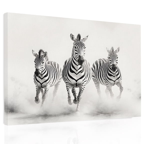 Running Zebra Canvas Print Wall Art, Modern Energetic Animal Watercolor Wall Decor Modern Artwork Paintings Pictures for Living Room Framed and Stretched Ready to Hang 24" x 32"