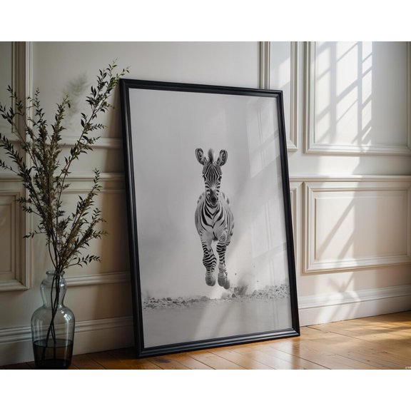 Running Zebra Foal Safari Photography Wall Art Decor Unframed Paper Print