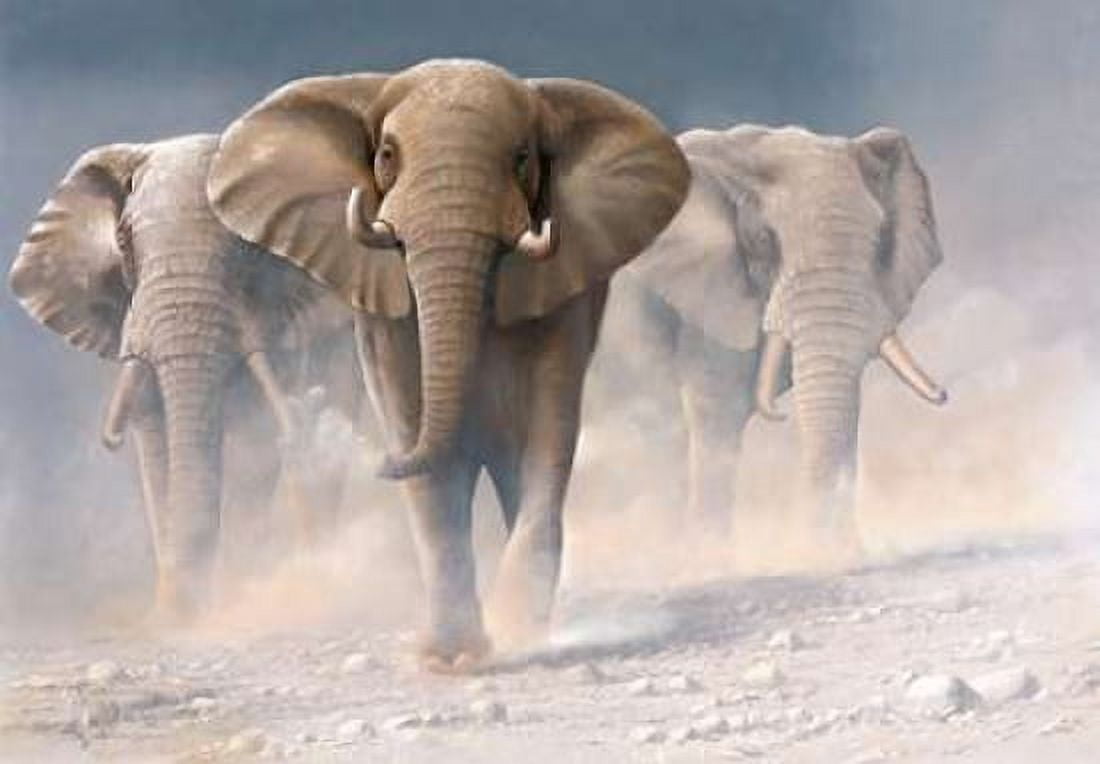Running elephants I Canvas Art - Jan Weenink (20 x 28)