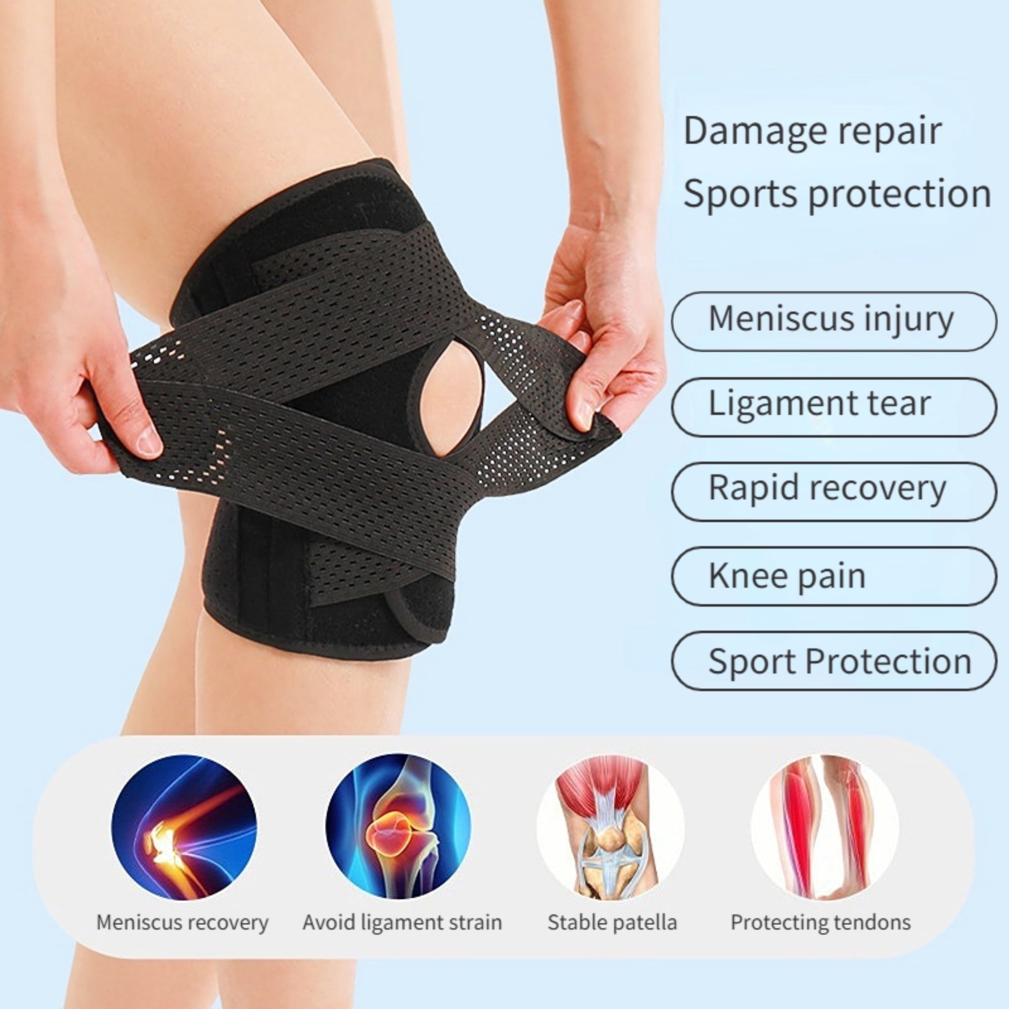 Hsing Knee Brace for ACL/MCL Support - Adjustable Compression ...