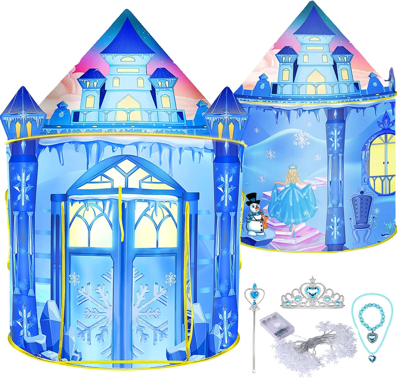 Runnut Frozen Princess Pop-Up Playhouse Tent with Snowflake Lights